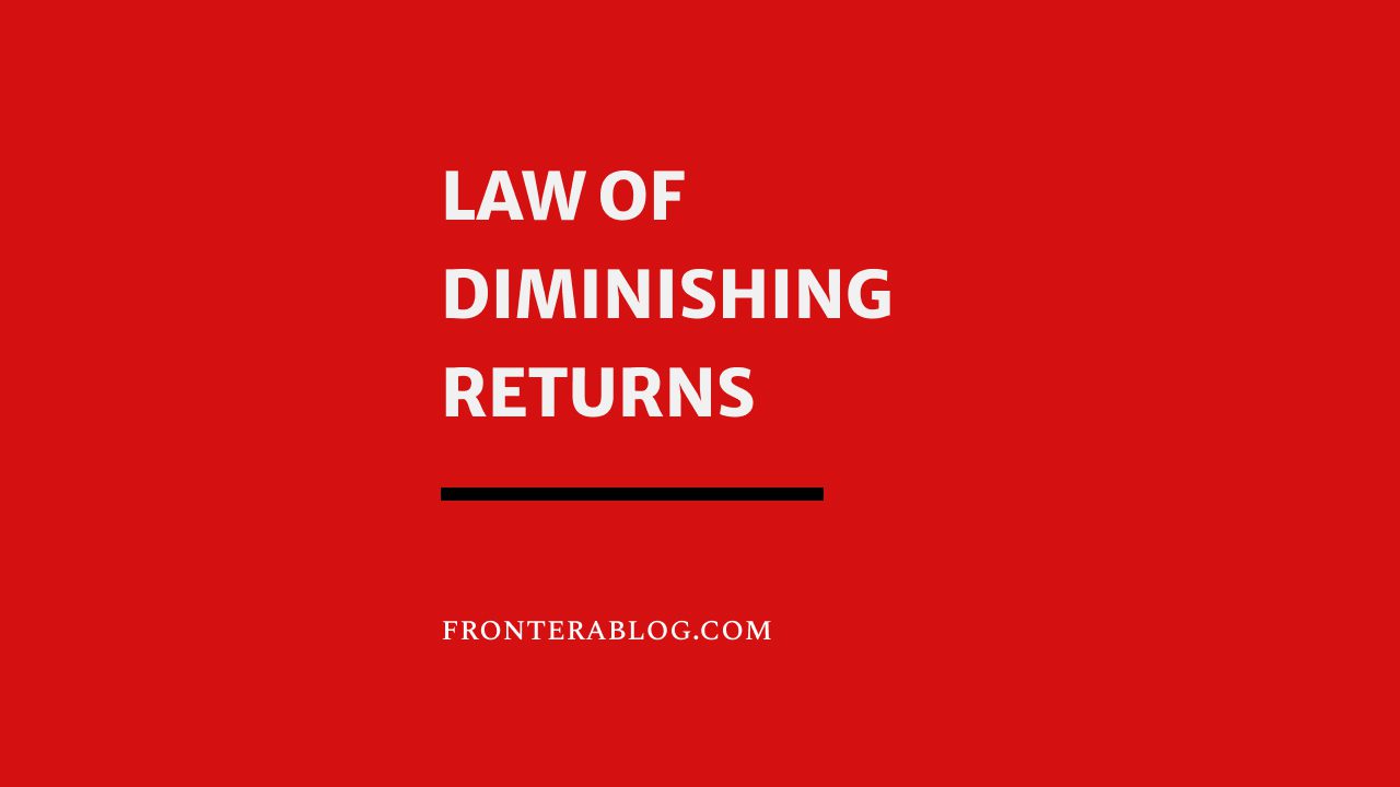 The law of diminishing returns is a concept from economics that indicates after a certain point, increasing only one input starts producing fewer retu